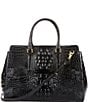 Color:Black - Image 2 - Melbourne Collection Finley Leather Crocodile-Embossed Carryall Satchel Tote Bag