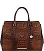 Color:Pecan - Image 1 - Melbourne Collection Finley Leather Crocodile-Embossed Carryall Satchel Tote Bag