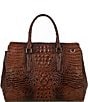Color:Pecan - Image 2 - Melbourne Collection Finley Leather Crocodile-Embossed Carryall Satchel Tote Bag