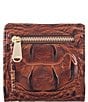 Color:Pecan - Image 2 - Melbourne Collection Leather Crocodile-Embossed Jane Mini Bifold Snap Wallet