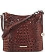 Color:Pecan - Image 1 - Melbourne Collection Katie Leather Crocodile-Embossed Crossbody Bag
