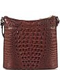 BRAHMIN Melbourne Collection Katie Leather Crocodile-Embossed Crossbody Bag, Color:Pecan - Image 2