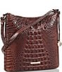 BRAHMIN Melbourne Collection Katie Leather Crocodile-Embossed Crossbody Bag, Color:Pecan - Image 4