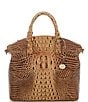 Color:Toasted Almond - Image 1 - Ombre Melbourne Collection Large Crocodile-Embossed Duxbury Satchel Bag