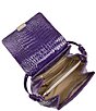 Color:Royal Purple - Image 3 - Melbourne Collection Margo Crocodile-Embossed Crossbody Bag