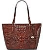 Color:Pecan - Image 1 - Melbourne Collection Leather Crocodile-Embossed Medium Asher Tote Bag