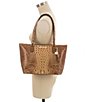 Color:Toasted Almond - Image 5 - Melbourne Collection Leather Crocodile-Embossed Medium Asher Tasseled Tote Bag