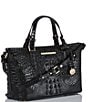 BRAHMIN Melbourne Collection Mini Asher Crocodile-Embossed Tote Bag, Color:Black - Image 2