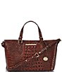 BRAHMIN Melbourne Collection Mini Asher Crocodile-Embossed Tote Bag, Color:Pecan - Image 1