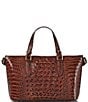 BRAHMIN Melbourne Collection Mini Asher Crocodile-Embossed Tote Bag, Color:Pecan - Image 2