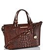 BRAHMIN Melbourne Collection Mini Asher Crocodile-Embossed Tote Bag, Color:Pecan - Image 4