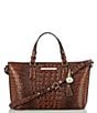 Color:Pecan - Image 1 - Melbourne Collection Mini Asher Crocodile-Embossed Tasseled Tote Bag