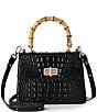 BRAHMIN Melbourne Collection Mod Small Hallie Satchel Bag, Color:Black - Image 1