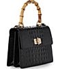 BRAHMIN Melbourne Collection Mod Small Hallie Satchel Bag, Color:Black - Image 4