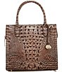 BRAHMIN Melbourne Collection Smokey Taupe Small Caroline Satchel Bag, Color:Smokey Taupe - Image 1