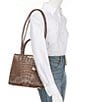 BRAHMIN Melbourne Collection Smokey Taupe Small Caroline Satchel Bag, Color:Smokey Taupe - Image 4