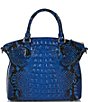 Color:Blue Viper - Image 2 - Ombre Melbourne Collection Blue Viper Snake Print Leather Duxbury Satchel Bag