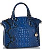 Color:Blue Viper - Image 4 - Ombre Melbourne Collection Blue Viper Snake Print Leather Duxbury Satchel Bag