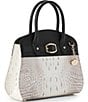 BRAHMIN Minden Collection Winter White Rosetta Satchel Bag, Color:Winter White - Image 4