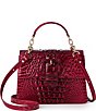 BRAHMIN Ombre Melbourne Collection Merlot Small Hallie Satchel Bag, Color:Merlot - Image 1