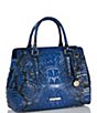 Color:Blue Viper - Image 4 - Ombre Melbourne Collection Small Finley Blue Viper Snake Print Leather Satchel Bag
