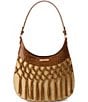 BRAHMIN Saddle Venture Collection Fallon Raffia and Suede Shoulder Bag - Image 1