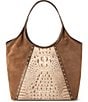 BRAHMIN Ensemble Iona Suede & Leather Studded Tote Bag, Color:Taupe - Image 1