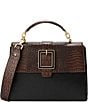 BRAHMIN Tuscan Collection Black Hallie Satchel Bag, Color:Black - Image 1