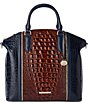 BRAHMIN Vesper Collection Navy Large Duxbury Satchel Bag, Color:Navy - Image 1