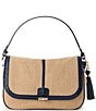 BRAHMIN Windswept Collection Navy Jolene Raffia Shoulder Bag - Image 1