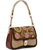 BRAHMIN Yuma Collection Nerida Snake Embroidered Shoulder Bag, Color:Sandstorm - Image 4