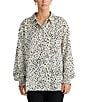 Brave + True Audrey Button Front Long Sleeve Printed Collared Shirt, Color:Ocelot - Image 1
