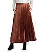Brave + True Identity Pleated A-Line Midi Skirt, Color:Chestnut - Image 1