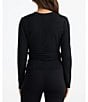 Brave + True Knit Long Sleeve Pile Wrap Tie Front Top, Color:Black - Image 2