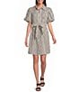 Brave + True Lenni Gingham Button Front Belted Mini Dress - Image 1