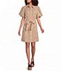 Brave + True Lenni Gingham Button Front Belted Mini Dress - Image 1