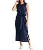 Brave + True Linen Blend Sleeveless Tie Front Smocked Back Midi Dress - Image 1