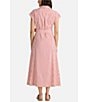 Brave + True Portia Short Sleeve Striped Collared Button Front Midi Shirt Dress, Color:White/Red Stripe - Image 2