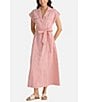 Brave + True Portia Short Sleeve Striped Collared Button Front Midi Shirt Dress, Color:White/Red Stripe - Image 4