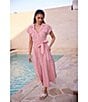 Brave + True Portia Short Sleeve Striped Collared Button Front Midi Shirt Dress, Color:White/Red Stripe - Image 5