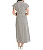 Brave + True Portia Short Sleeve Striped Collared Button Front Midi Shirt Dress - Image 2