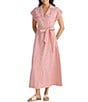 Brave + True Portia Short Sleeve Striped Collared Button Front Midi Shirt Dress - Image 4