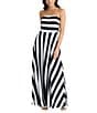 Brave + True Thandie Sleeveless Strapless Horizontal Bodice Stripe Fit And Flare Maxi Dress, Color:Navy Stripe - Image 1