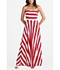 Brave + True Thandie Sleeveless Strapless Horizontal Bodice Stripe Fit And Flare Maxi Dress, Color:Red Stripe - Image 3