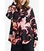 Brave + True Coordinating Floral Print Woven Long Sleeve Astrid Collared Top, Color:Night Orchid - Image 3
