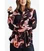 Brave + True Coordinating Floral Print Woven Long Sleeve Astrid Collared Top, Color:Night Orchid - Image 4