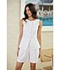 Brave + True Eden Linen Blend Button Front Round Neckline Sleeveless Coordinating Vest, Color:White - Image 4