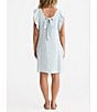 Brave + True Linen V-Neck Short Flutter Sleeve Shift Dress, Color:Sky - Image 2