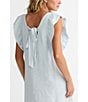 Brave + True Linen V-Neck Short Flutter Sleeve Shift Dress, Color:Sky - Image 5
