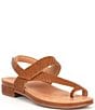 Color:Suntan - Image 1 - Dorado Embossed Leather Toe-Loop Sandals